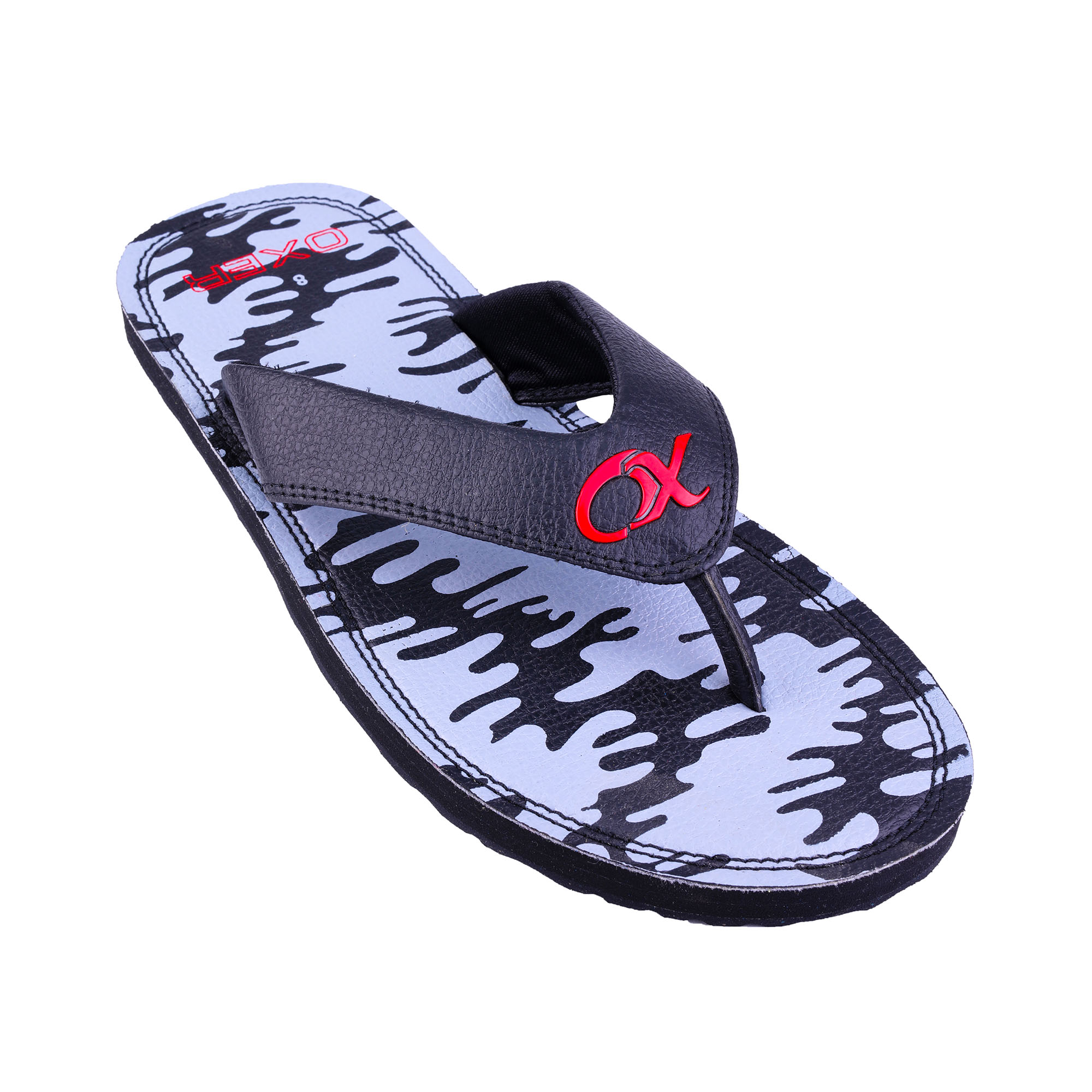 XOd BLACK/RED Men's Eva, Rubber, PU Flipflop Slippers -9 || Planet of toys